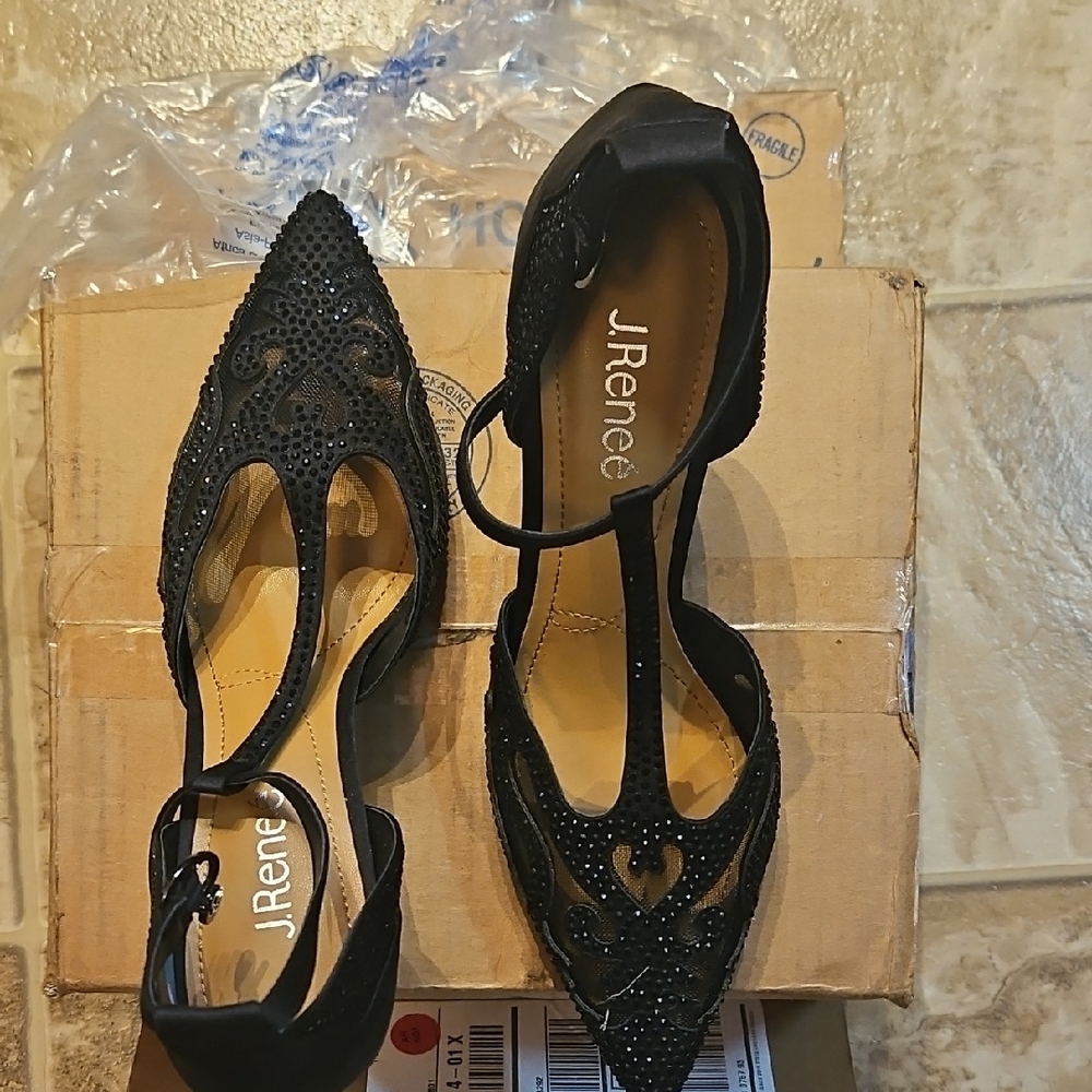 J.Renee Black Beaded Pointed Heels